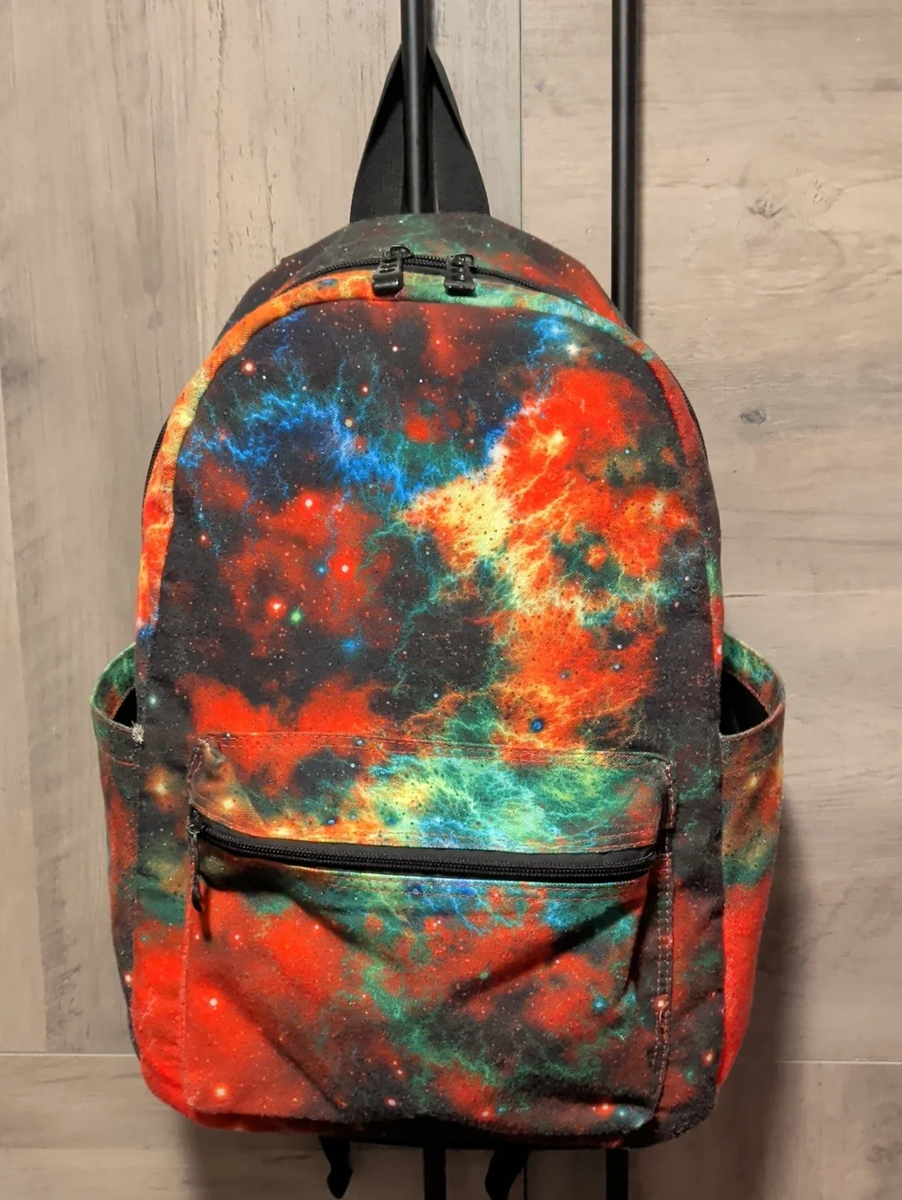 Galaxy Print Red & Teal Backpack - Unbranded